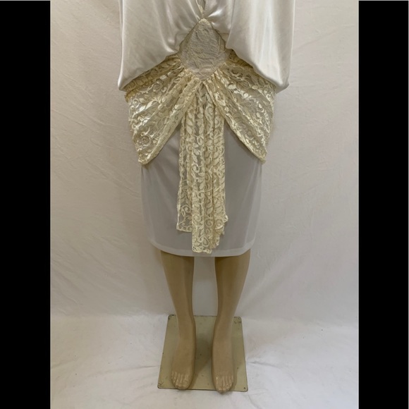 VTG 80s Judys Size 11 White Drop Waist Dress - Picture 4 of 11